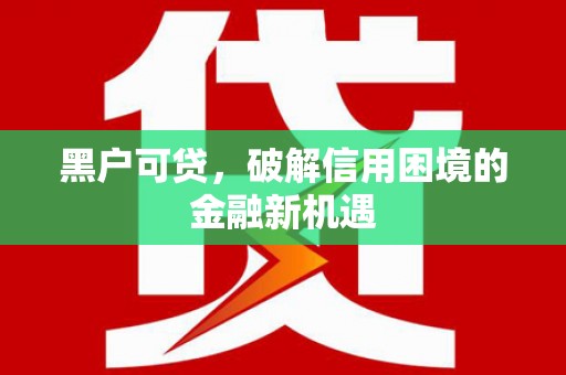 北塘黑户可贷，破解信用困境的金融新机遇